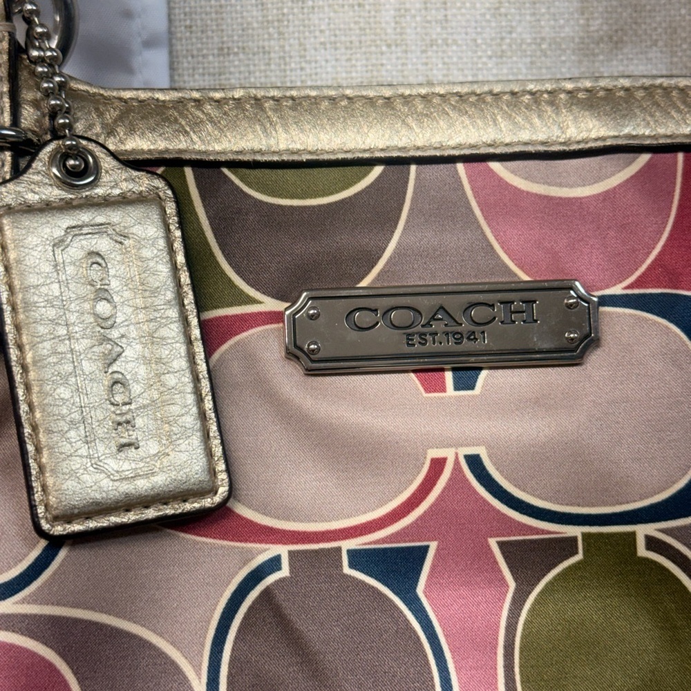 Coach Multicolor Tote with Gold Accents - Picture 2 of 12